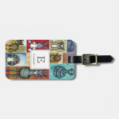 Süße Tier Collage Folk Art Design Personalisiert Gepäckanhänger (Vorderseite horizontal)