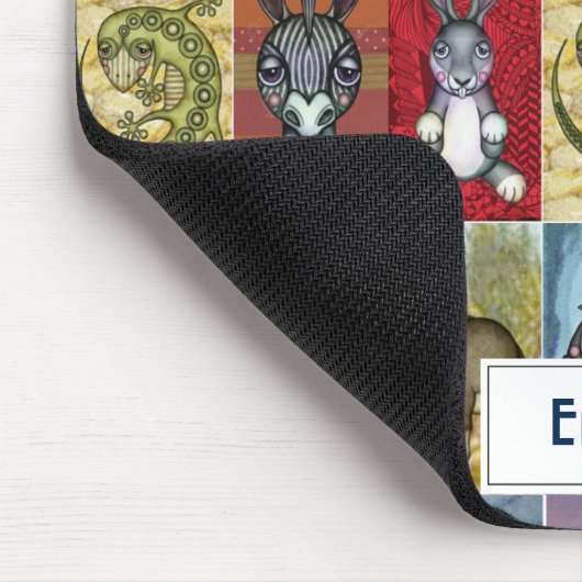Süße Tier Collage Folk Art Design Personalisiert Mousepad (Ecke)