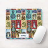 Süße Tier Collage Folk Art Design Personalisiert Mousepad (Mit Mouse)