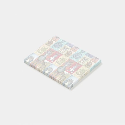 Süße Tier Collage Folk Art Design Post-it Klebezettel (angewinkelt)