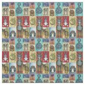 Süße Tier Collage Folk Art Design Stoff (Muster)