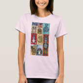 Süße Tier Collage Folk Art Design T-Shirt (Vorderseite)