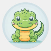 Süße Tier Crocodile Runder Aufkleber (Vorderseite)