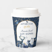 Süße Tier Deer Fox Bear Abenteuer Night Sky Pappbecher (Vorderseite)