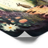 Süße Tier der Aquarellkunst im Zauberwald Poster (Ecke)