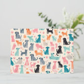 Süße Tier-Designs Nahtlose Hunde- und Katzenmuster Einladung (Stehend Vorderseite)