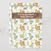 Süße Tier Dinasaur Adorable Baby Einladung (Vorne/Hinten)