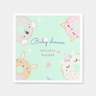 süße Tier Donuts Babydusche Serviette