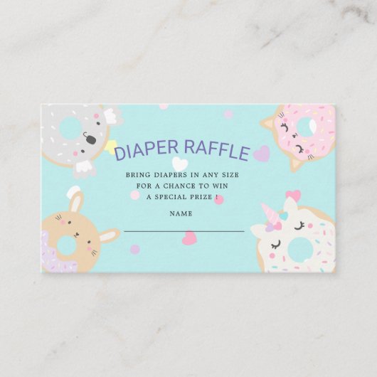 Süße Tier Donuts Diaper Raffle Ticket Begleitkarte (Vorderseite)