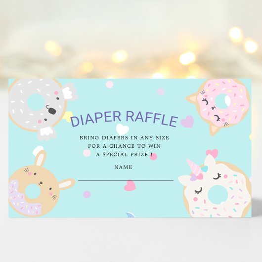 Süße Tier Donuts Diaper Raffle Ticket Begleitkarte