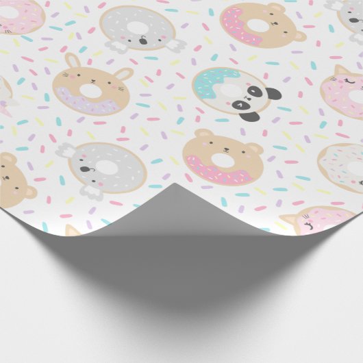 Süße Tier Donuts Packpapier (Ecke)