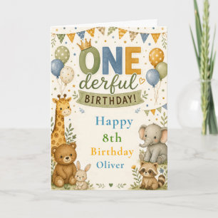 Süße Tier-Einladung zum ersten Geburtstag Karte