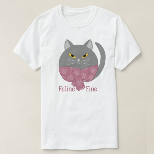 Süße Tier 'Feline Fine' Cat T - Shirt (Design vorne)