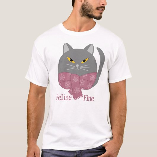 Süße Tier 'Feline Fine' Cat T - Shirt (Vorderseite)