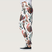 süße Tier-Florale und Blätter Muster doodle Kunst Leggings (Links)