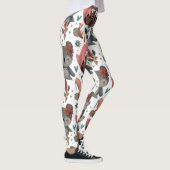 süße Tier-Florale und Blätter Muster doodle Kunst Leggings (Rechts)
