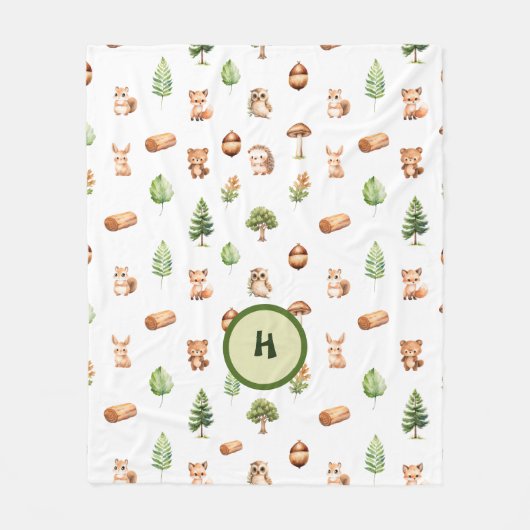 Süße Tier Forest Woodland Kinder Fleecedecke (Vorderseite)