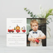 Süße Tier-Foto jedes Lebensjahres Einladung (Stehend Vorderseite)