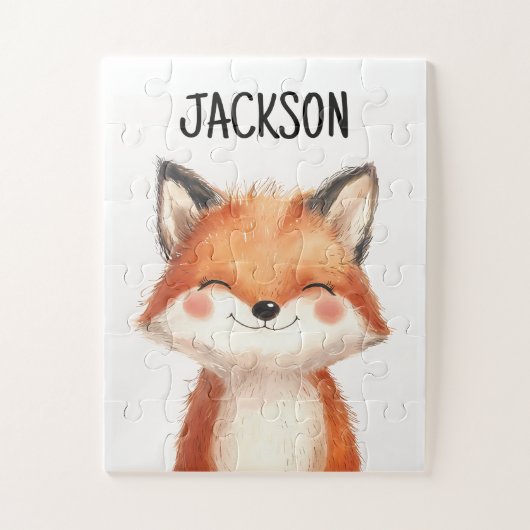 Süße Tier Fox Happy Personalisierter Kindergeburts Puzzle (Vertikal)