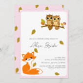 Süße Tier Fox Owls Kinderdusche Einladung (Vorne/Hinten)