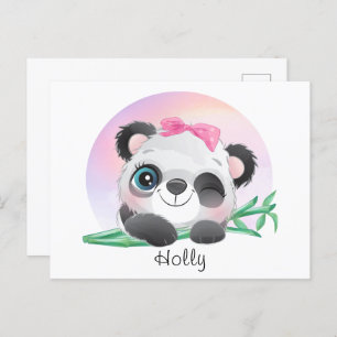 süße Tier Friendly Panda Bamboo     Postkarte