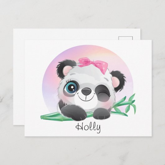 Süße Tier Friendly Panda Bamboo Postkarte (Vorne/Hinten)