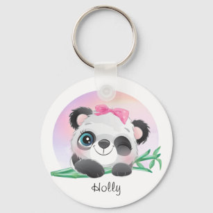 Süße Tier Friendly Panda Bamboo Schlüsselanhänger