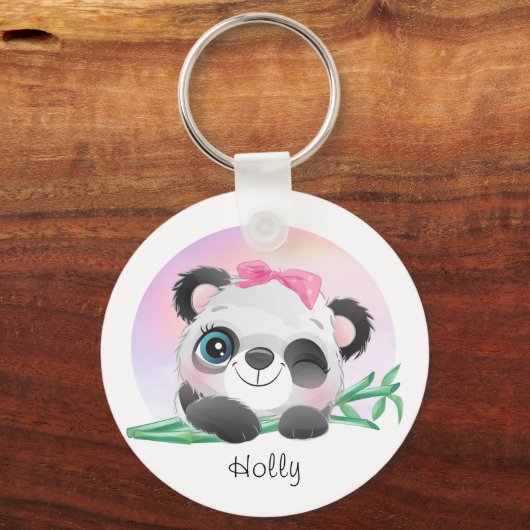 Süße Tier Friendly Panda Bamboo Schlüsselanhänger (Vorderseite)