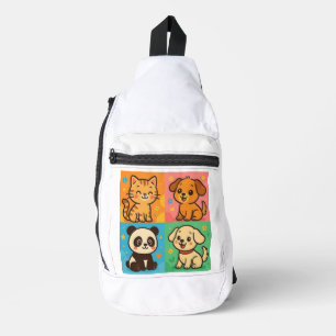 Süße Tier Friends Backpack - Katze, Hunde & Panda  Crossbody Bag