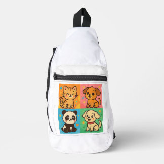 Süße Tier Friends Backpack - Katze, Hunde & Panda Crossbody Bag