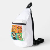 Süße Tier Friends Backpack - Katze, Hunde & Panda Crossbody Bag (Rechte Ecke)