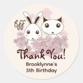 Süße Tier Friends Forever Girl Kinder Gastgeschenk Runder Aufkleber (Vorderseite)