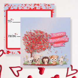 Süße Tier Friends Happy Valentines Day Mitteilungskarte