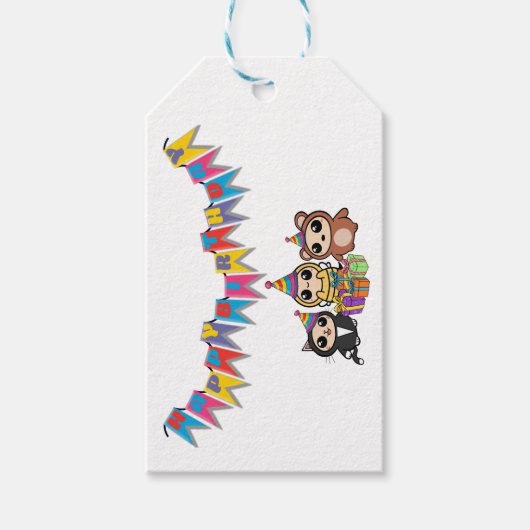 Süße Tier Geburtstagsgeschenk-Tag | Personalisiert Geschenkanhänger (Vorderseite)