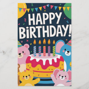 Süße Tier Geburtstagsparty Design für Kinder Briefpapier