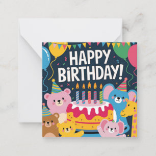 Süße Tier Geburtstagsparty Design für Kinder Mitteilungskarte