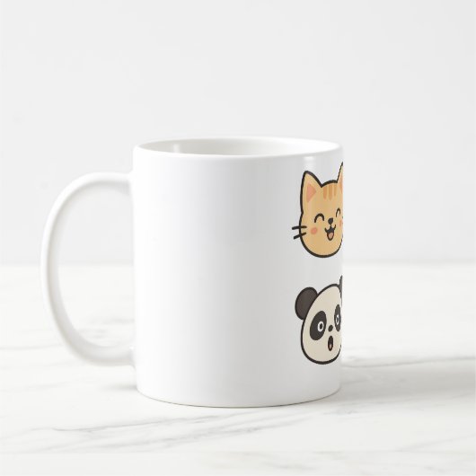 Süße Tier gegenüber der Tasse - Katze, Hund, Panda (Links)