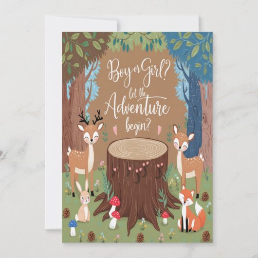 Süße Tier Gender Reveal Party Einladung (Rückseite)