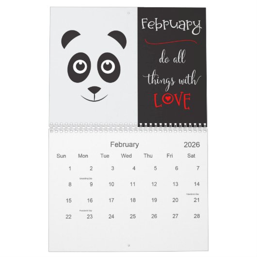 Süße Tier Gesichter mit Motivierend Redewendungen Kalender (Feb 2026)