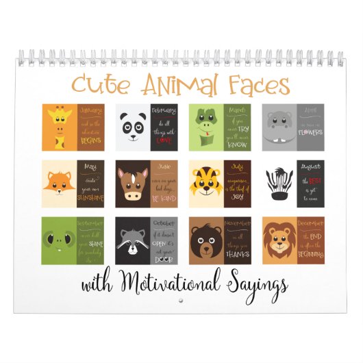 Süße Tier Gesichter mit Motivierend Redewendungen Kalender (Titelbild)