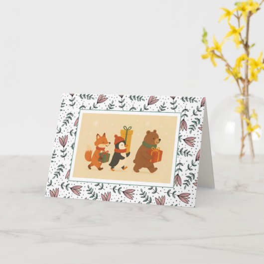 Süße Tier Gift Friends Geburtstag Karte (Gelbe Blume)