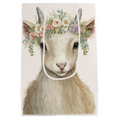 Süße Tier Goat Boho Watercolor Mittlere Geschenktüte (Rückseite)