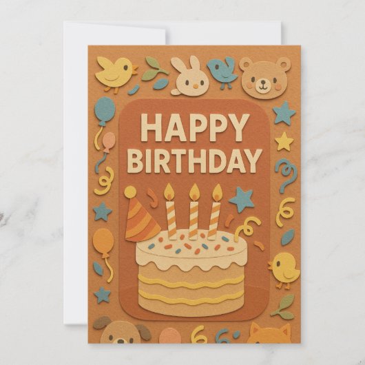 Süße Tier Happy Birthday Card (Vorderseite)