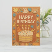 Süße Tier Happy Birthday Card (Stehend Vorderseite)