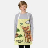 Süße Tier Hirsche Vogelbaum personalisierte Namen Schürze (Getragen)