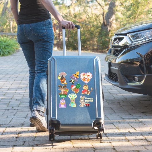Süße Tier Holiday Sortiment Aufkleber (Koffer Insitu)