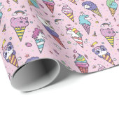 Süße Tier Ice Creme Cones Geschenkpapier (Rolleneckpunkt)