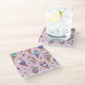 Süße Tier Ice Creme Cones Glasuntersetzer (Schrägansicht)