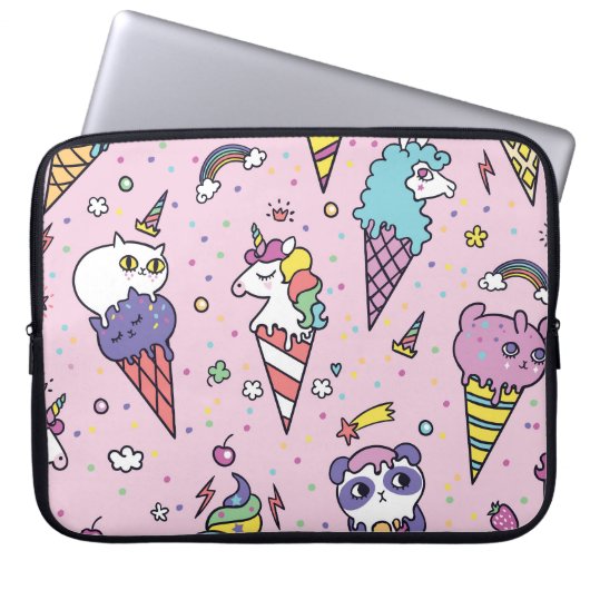 Süße Tier Ice Creme Cones Laptopschutzhülle (Vorderseite)