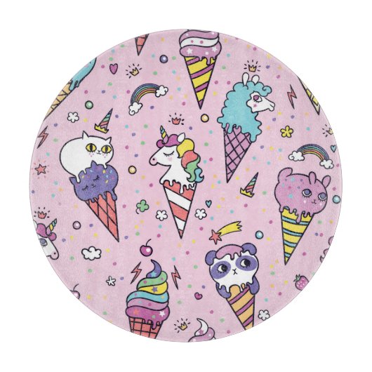 Süße Tier Ice Creme Cones Schneidebrett (Vorderseite)
